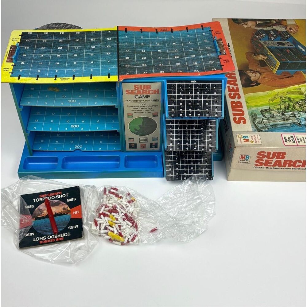 Vintage 1973 Milton Bradley Sub Search 3 Level Strategy Game Complete